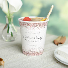 Future Mrs Name Rose Gold Glitzer Brautparty Pappbecher