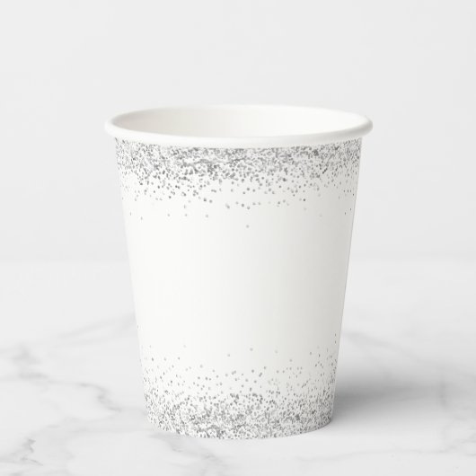 Future Mrs. Name Silver Glitzer Brautparty Pappbecher (Rückseite)