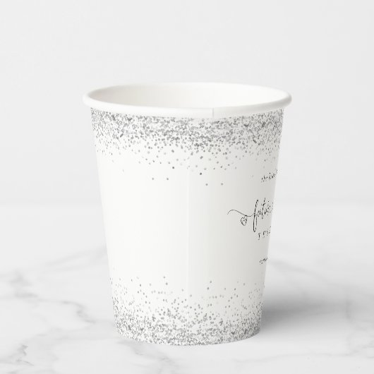 Future Mrs. Name Silver Glitzer Brautparty Pappbecher (Rechts)