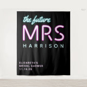 Future Mrs Neon Lights Black Brautparty Tapestr Wandteppich (Vorderseite)