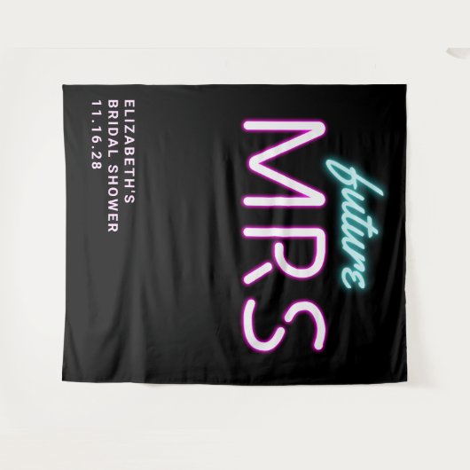 Future Mrs Neon Lights Brautparty Wandteppich (Vorderseite (Horizontal))