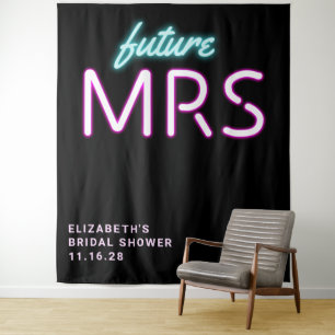 Future Mrs Neon Lights Brautparty Wandteppich