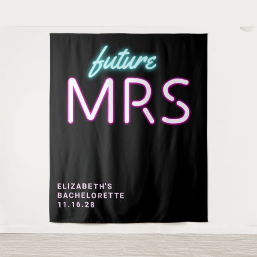 Future Mrs Neon Lights Junggeselinnen-Abschied Wandteppich (Vorderseite)