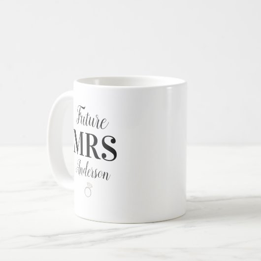 Future Mrs Newly Verlobt Kaffeetasse (Vorderseite Links)