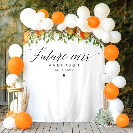 Future Mrs Orange Brautparty Backdrop Wandteppich