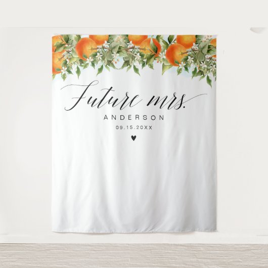 Future Mrs Orange Brautparty Backdrop Wandteppich (Vorderseite)