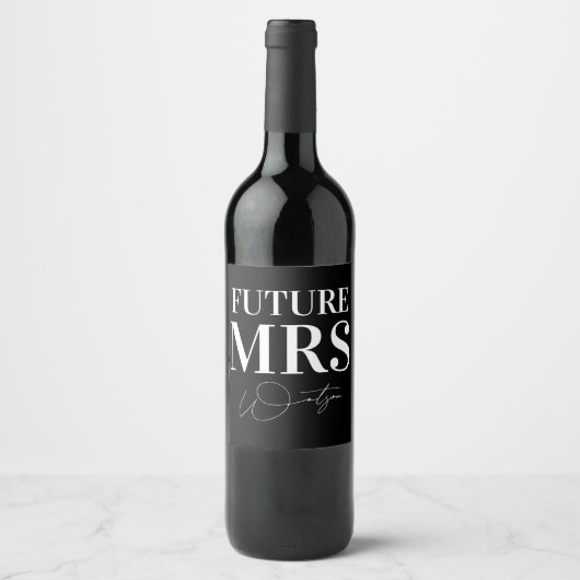Future Mrs Personalisiert Black Wedding Weinetikett (Vorderseite)