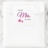Future Mrs Personalized Wedding Design  Quadratischer Aufkleber (Tasche)