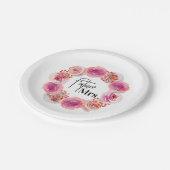Future Mrs Pink Floral Bachelorette Brautparty Pappteller (Schrägansicht)