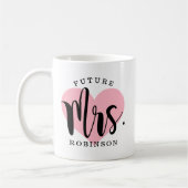 Future Mrs. Pink Heart Custom Wedding Monogram Kaffeetasse (Links)