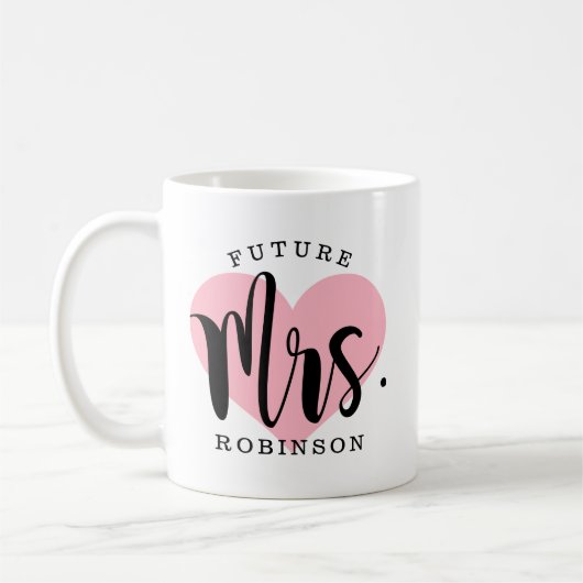 Future Mrs. Pink Heart Custom Wedding Monogram Kaffeetasse (Links)