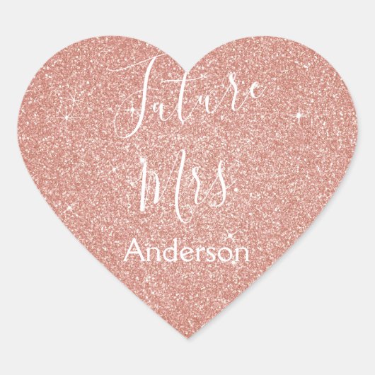 Future Mrs Pink Rose Gold Brautparty Herz-Aufkleber (Vorderseite)