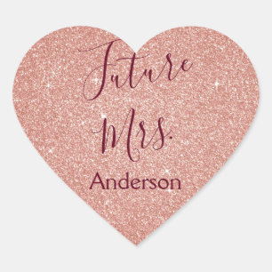 Future Mrs Pink Rose Gold Brautparty Herz-Aufkleber