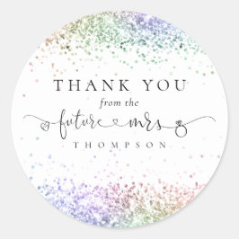 Future Mrs Rainbow Glitzer Brautparty Vielen Dank Runder Aufkleber