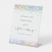 Future Mrs Rainbow Glitzer Welcome Brautparty Sockelschild (Vorderseite)