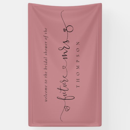 Future Mrs Ring Hearts Dusty Rose Brautparty Banner (Vertikal)