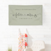 Future Mrs Ring Hearts Light Sage Brautparty Banner (Insitu)