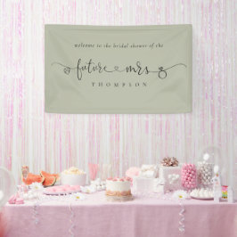 Future Mrs Ring Hearts Light Sage Brautparty Banner