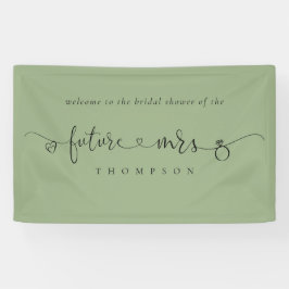 Future Mrs Ring Hearts Sage Green Brautparty Banner