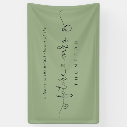 Future Mrs Ring Hearts Sage Green Brautparty Banner (Vertikal)