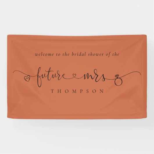 Future Mrs Ring Hearts Terracotta Brautparty Banner (Horizontal)