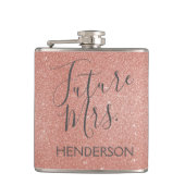 Future Mrs Rose Gold Blush Pink Sparkle Glitzer Flachmann (Vorderseite)