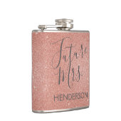 Future Mrs Rose Gold Blush Pink Sparkle Glitzer Flachmann (Rechts)