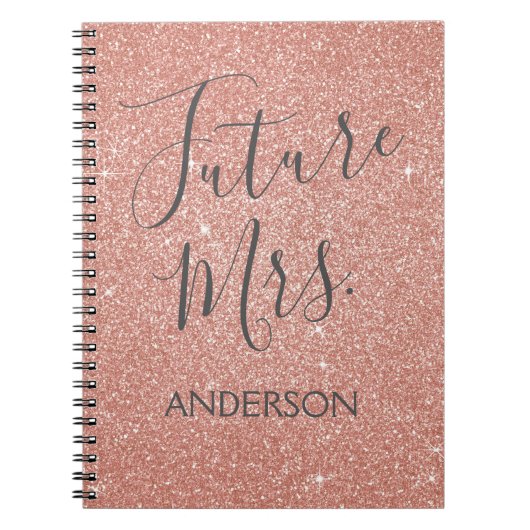 Future Mrs Rose Gold Blush Pink Sparkle Glitzer Notizblock (Vorderseite)