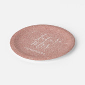 Future Mrs Rose Gold Blush Pink Sparkle Glitzer Pappteller (Schrägansicht)