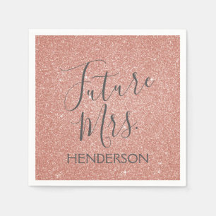 Future Mrs Rose Gold Blush Pink Sparkle Glitzer Serviette