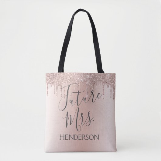 Future Mrs Rose Gold Blush Pink Sparkle Glitzer Tasche (Vorderseite)