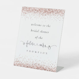 Future Mrs Rose Gold Glitzer Welcome Brautparty Sockelschild