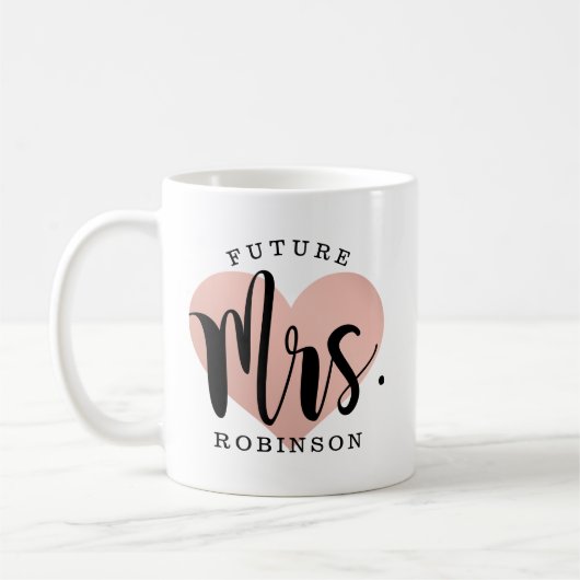 Future Mrs Rose Gold Heart Custom Wedding Monogram Kaffeetasse (Links)