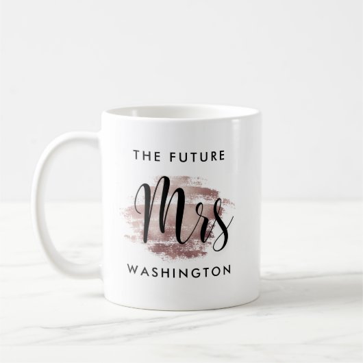 Future Mrs Rose Gold Script Wedding Monogram Kaffeetasse (Links)
