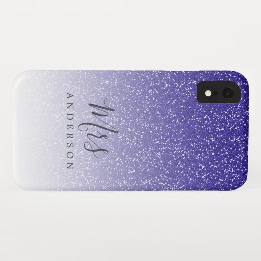 Future Mrs Royal Blue Glitzer Chic Script Bride Case-Mate iPhone Hülle (Rückseite (Horizontal))