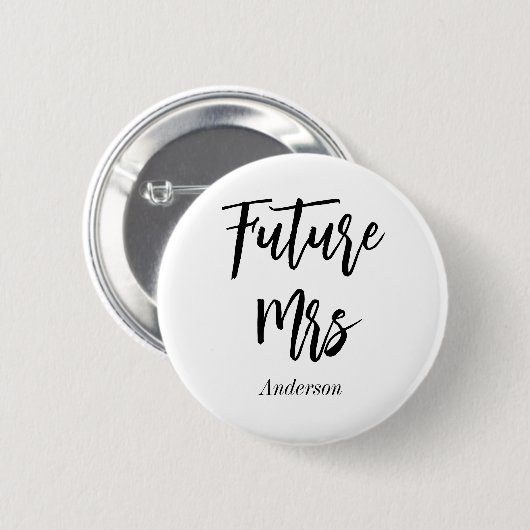 Future Mrs Schwarz-weiß Calligraphy Button (Vorne & Hinten)