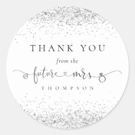 Future Mrs Silver Glitzer Brautparty Vielen Dank Runder Aufkleber