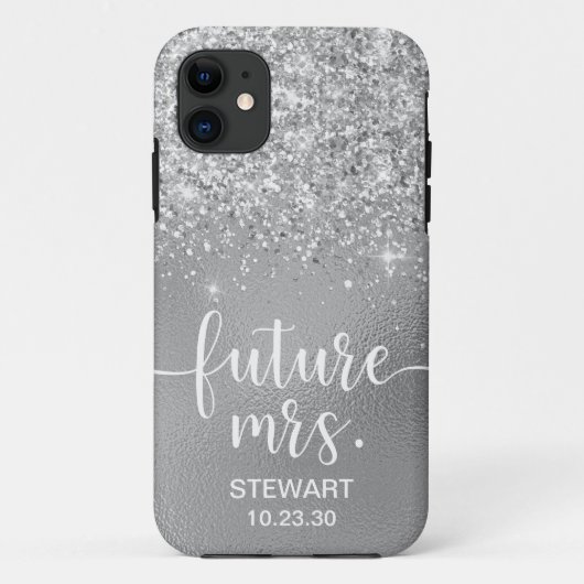 Future Mrs Silver Glitzer Case-Mate iPhone Case (Rückseite)
