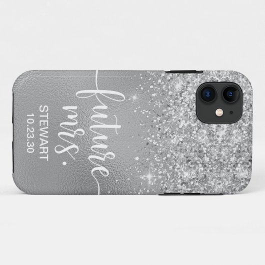 Future Mrs Silver Glitzer Case-Mate iPhone Case (Rückseite (Horizontal))