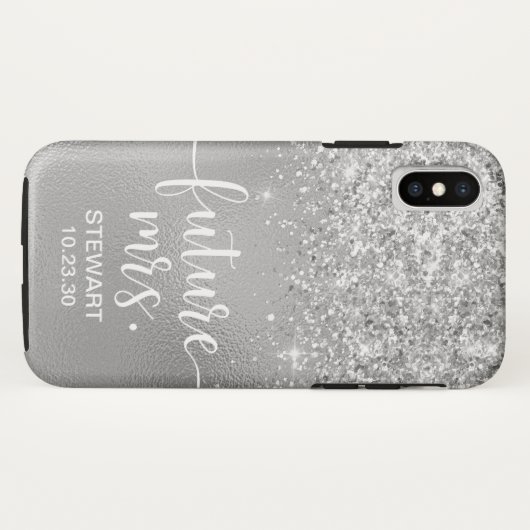 Future Mrs Silver Glitzer Case-Mate iPhone Case (Rückseite (Horizontal))