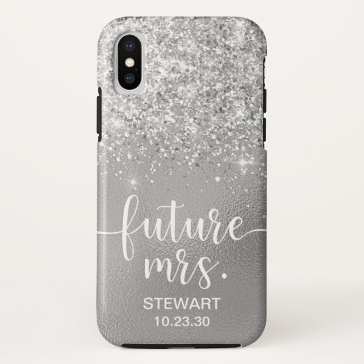 Future Mrs Silver Glitzer Case-Mate iPhone Case (Rückseite)