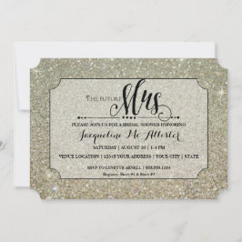 Future Mrs Ticket Silver Glitzer Brautparty Einladung