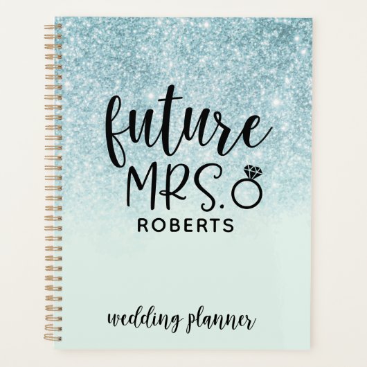 Future Mrs. Wedding Blue Glitzer Planer (Vorderseite)