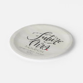 Future Mrs Whimsy Calligraphy Brautparty Pappteller (Schrägansicht)