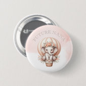 Future Nana Baby Shower Peach Elephant Button (Vorne & Hinten)
