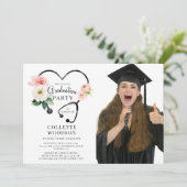 Future Nurse Abschluss Foto Party Einladung (Stehend Vorderseite)