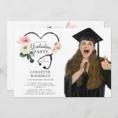 Future Nurse Abschluss Foto Party Einladung (Vorne/Hinten)