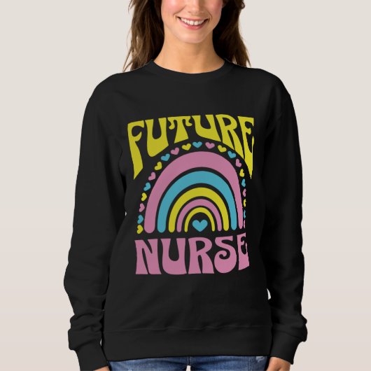 Future Nurse Bright Retro Rainbow Nurses Training Sweatshirt (Vorderseite)