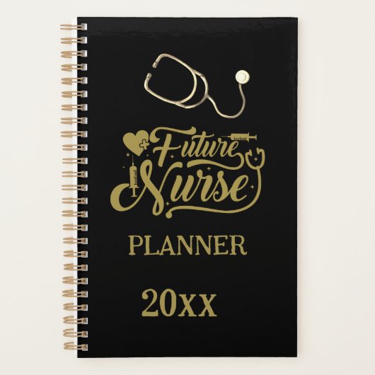 Future Nurse Elegante Modernes Gold Minimalistisch Planer (Vorderseite)