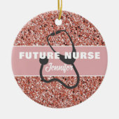 Future Nurse Medical Pink Glitzer Personalisiert Keramik Ornament (Vorne)